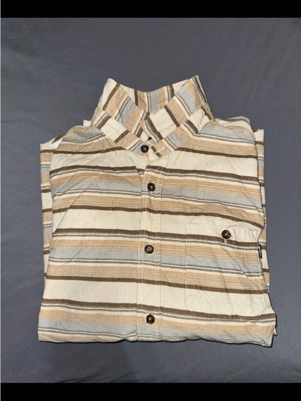 NWOT Mens O’neill Button Striped Tan Collared Long Sleeve Shirt Medium